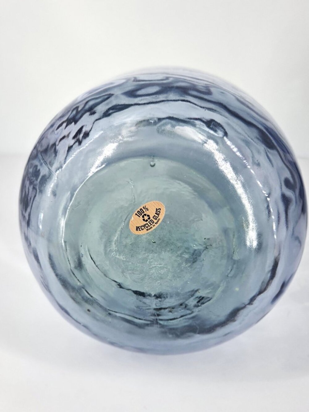 Handmade 100% Recycled Oblong Blue Balloon Glass Vase/Bottle Made in Spain - Picture 8 of 10